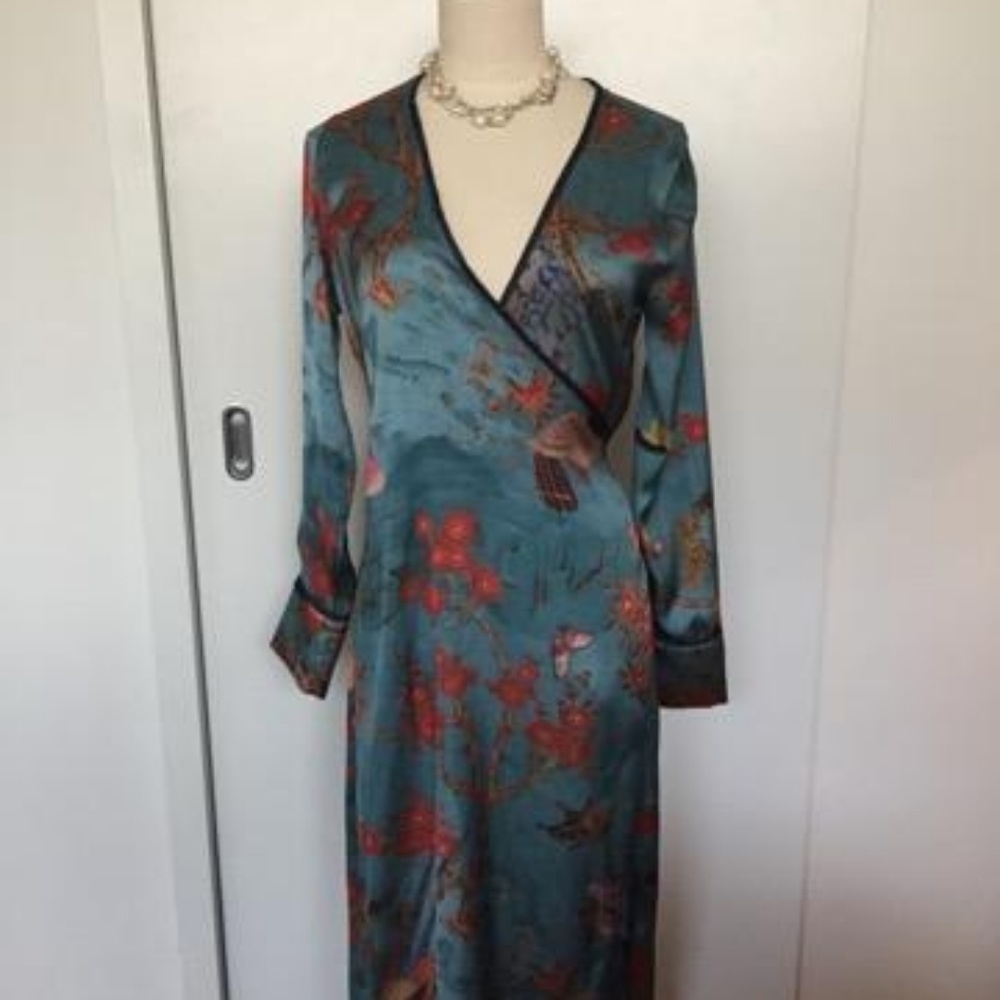 Zara floral kimono wrap dress